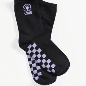 Vans Flower Checkerboard Black & Lavender Crew Sock